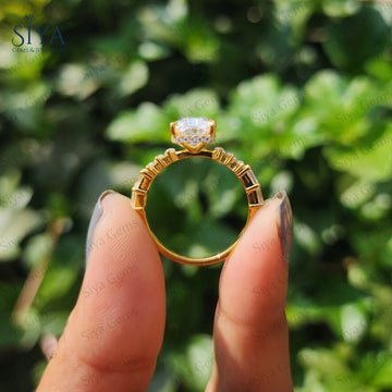 Radiant Cut Lab-Grown Diamond Engagement Ring with Hidden Halo 14K Solid Gold